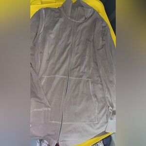 Eileen Fisher Petite Soft Taupe Beige Zip Up Imported Fabric Sweater Top Large